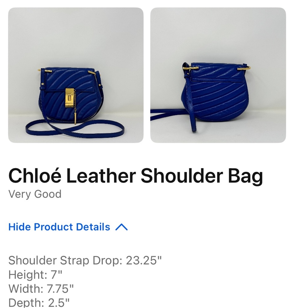 Chloé Blue Leather drew Shoulder Bag
